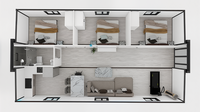 Maisons préfabriquées à double aile personnalisables, très demandées, 20, 30, 40 pieds, 2 chambres, en bois, modulaires, conteneurs habitables, mini-maisons.