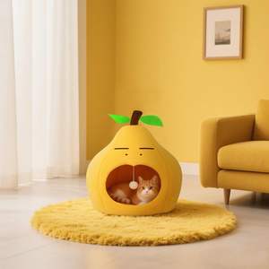 Factory Supply Birne Cartoon Haustier bett Flauschige Kunst pelz Katzen nest Wasch bare abnehmbare Abdeckung Haustier betten - Product Image 2