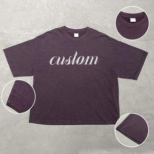 Camiseta de manga corta para hombre, 100% algodón, cuello redondo, transpirable, corte holgado, 285 g/m², color liso, lavado efecto nieve, estilo vintage streetwear - Product Image 2
