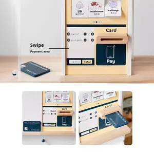 Set Supermarché en Bois pour Enfants, Jeu d'Imitation avec Étagère à Fruits, Caisse Enregistreuse à Carte et Mini Boutique de Jeu de Rôle - Product Image 6