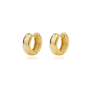 New Fine 925 <strong>Silver</strong> Jewelry Manufacture 18K Gold Vermeil <strong>Huggies</strong> 925 Sterling <strong>Silver</strong> Plated Bold Hoop Earrings for Women - Product Image 1