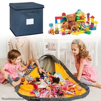 Cube jouet stockage tapis de jeu pour enfants empilable et pliable Cubby boîte organisateur de jouets bacs de rangement avec couvercle pour chambre d'enfant