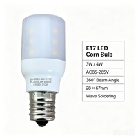 Bombilla LED E17 Tipo Maíz de 3W 4W AC85-265V 360, Fabricación China OEM ODM °   Luz LED Ultrasónica Tipo Maíz con Ángulo de Haz de 28*67mm, Disponible para Pedidos al por Mayor