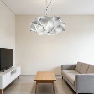 <span class=keywords><strong>Suspension</strong></span> lumineuse en métal nordique avec fleurs en PVC et LED, luminaire suspendu E27 pour villa, salle à manger, hall d'entrée - Product Image 2