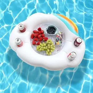 PVC inflatable rainbow cloud ice tray ,outdoor beach portable ice bar,Beer Cup Swimming Pool Party Cup Holder