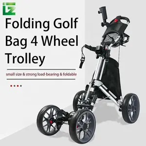 High Quality 4 Wheels Golf Push Cart Foldable 3 Second Folding Aluminum Alloy Golf Trolley With Hand Brake