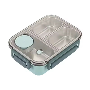 Boîte Bento Enfant en Acier Inoxydable 304 avec Poignée Portable, Compartiments et Couvercles Isothermes, Compatible Micro-ondes pour Repas Scolaires - Product Image 1