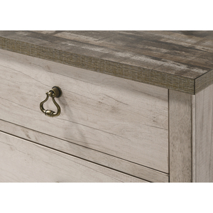 Cottage Style 2 <b>Drawer</b> Nightstand Driftwood Finish Weathered Brown Top Ring Pull Traditional <b>Storage</b> <b>Drawers</b> - Product Image 3