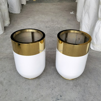 Vase à fleurs grand format pour la décoration du hall et du jardin d'un hôtel de luxe / Pot de plante artificielle en métal, pots à fleurs en acier inoxydable doré pour le salon