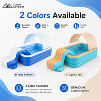 Piscina Inflable YUNJU con Toldo y Tobogán, Piscina Familiar de PVC, Parque Acuático al Aire Libre, OEM