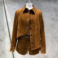 Nouvelle conception de veste chemise pour femme à simple boutonnage en cuir de mouton véritable, style classique rétro