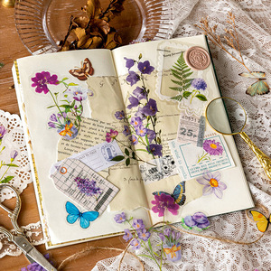 Lot de 100 autocollants, série Speak With Flowers, vintage, sans bordure, thème botanique, collage de carnet, PUNK, thème floral - Product Image 4
