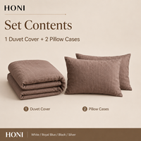 HONI Fabricants Professionnels – Parure de Lit Complète en Lin 100% Style Luxe Doux avec Housse de Couette pour Toute la Maison