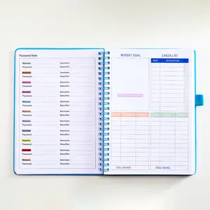 Cuaderno Diario Caderno planificadores de presupuesto íntimos forrados de tapa dura de cuero o alambre A5 personalizado