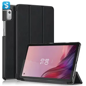 Saf renk tri-fold standı PU deri Tablet kılıfı için Lenovo Tab M9 TB-310FU 9 inç