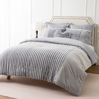 Ensemble de couette en fausse fourrure rayée, Super doux, chaud et moelleux, pour chambre à coucher, 1 pièce