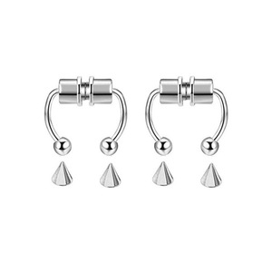Stainless Steel Magnetic Clip on Hoop Gold Face Faux Septum <strong>Fakes</strong> <strong>Nose</strong> Cuff Rings <strong>Stud</strong> Non <strong>Piercing</strong> Jewelry Bulk Vendor Earrings - Product Image 3