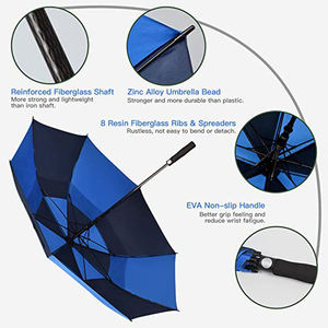 Parapluie de golf extérieur coupe-vent 2 couches avec poignée en plastique, impression de logo, parapluie fantaisie personnalisé du fabricant - Product Image 4