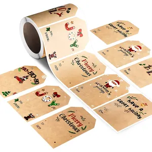 Wholesale Custom Own Logo Kraft Simple Merry Christmas Gift Tags Holiday Present Label Stickers
