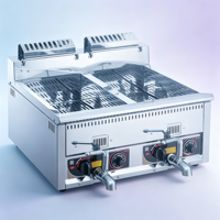 Freidora Comercial de Gas Natural de Doble Tanque de Acero Inoxidable de 12L+12L para Cocina, Pollo Frito, Papas Fritas, Negocios de Catering