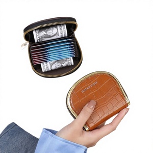 2026 New Stone Pattern PU Women's Card Holder Zipper Large Capacity Coin <b>Purse</b> Multi-Card Slot Polyester Fashionable for Foreign - Product Image 2
