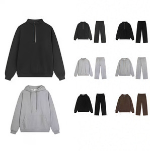 Set di Tute da Ginnastica in Cotone 100% di Alta Qualità, <span class=keywords><strong>Abbigliamento</strong></span> Uomo, Felpe con Cappuccio, Tute Sportive, Felpe Streetwear, Felpa con Zip a un Quarto per Uomo - Product Image 1