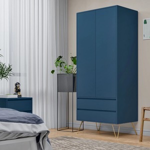 Moderno <span class=keywords><strong>blu</strong></span> 3 pezzi camera da letto con cassettiera armadio e comodino durevole e salvaspazio mobili di stoccaggio - Product Image 5