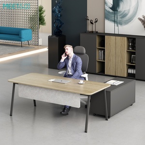Modern Luxury CE Certified Executive Workstation High-Tech High-Durable Office <b>Desk</b> with Activity <b>Cabinet</b> for Bosses - Product Image 3