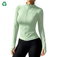 Veste zippée à manches longues personnalisée, respirante, de couleur unie, pour le sport, la gym, le yoga et les activités de plein air