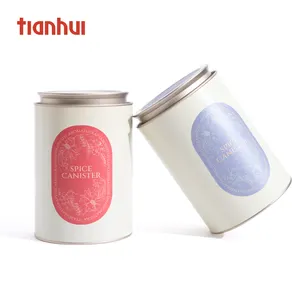 Tianhui Custom Luxus Tee Caddy Kaffeebohnen können große große luftdichte Papier runde weiße Tee Verpackungs box leeren