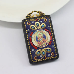 ภาพถังกาทำมือจากเนปา<span class=keywords><strong>ล</strong></span> พร้อมเครื่องรางป้องกันตามห<span class=keywords><strong>ล</strong></span>ักพุทธศาสนาทิเบต <span class=keywords><strong>พระ</strong></span>พุทธรูปไทย - Product Image 3