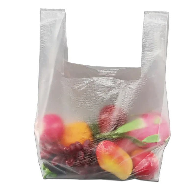 Bolsa de polietileno HDPE/LDPE, bolsa de plástico con asa para chaleco, comestibles, embalaje de frutas y verduras, para compras de supermercado