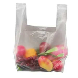 Borsa per t-shirt in polietilene HDPE/LDPE con manico per gilet drogheria, frutta, verdura imballaggio supermercato shopping sacchetti di plastica