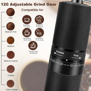 เครื่องบดกาแฟมือหมุนขนาดเล็ก 10 ระดับ รุ่น SS Burr 60 Levels ปรับระดับได้ภายนอก ผลิตจากอลูมิเนียมอัลลอย 420 พกพาสะดวก - Product Image 2