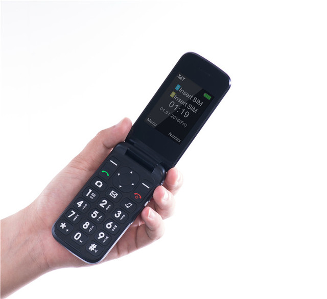 Android Mocor System 2.4+1.77 Inch Low Price 4G Lte Folding Keypad SOS Mobile Phone for Old Man