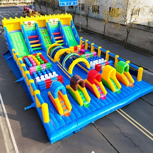 Parc gonflable écologique commercial avec toboggan combiné et château sauteur, capacité de 1000 kg pour 25 enfants, parc d'attractions extérieur - Product Image 1