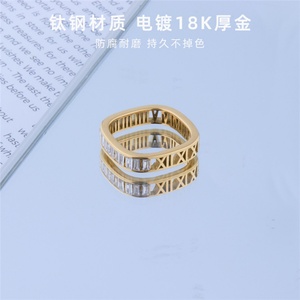 Anillos de Acero Inoxidable con Números Romanos, Joyería Antideslustre, Anillo Delicado con Circonita - Product Image 3