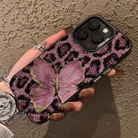 Casing HP Anti Benturan TPU Motif Kupu-kupu Pink Leopard Baru untuk IPHONE 17/16 Pro Max/15/13 Pro/12/14