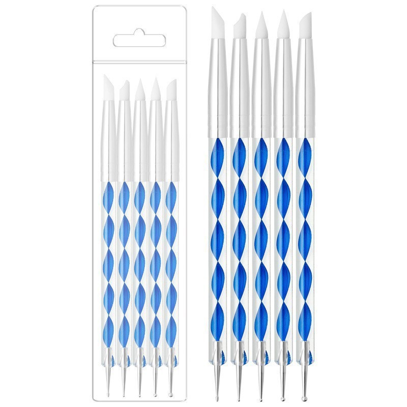 Dz-b02/bolígrafo de silicona de doble punta para puntos de pegamento, azul