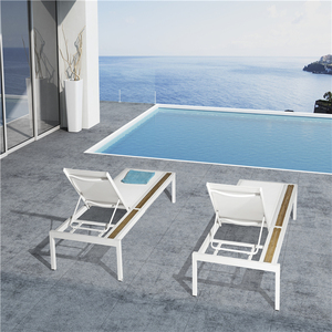 Patio Meubles En Osier <span class=keywords><strong>Canapé</strong></span> Chaise Longue Chaises <span class=keywords><strong>de</strong></span> Piscine <span class=keywords><strong>Bain</strong></span> <span class=keywords><strong>de</strong></span> <span class=keywords><strong>Soleil</strong></span> En Rotin Extérieur, Bois <span class=keywords><strong>de</strong></span> Teck Chaise Longue - Product Image 1