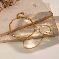 Bracelet élégant en acier inoxydable pour femme, chaîne plate délicate plaquée or 18 carats, accessoires pour les mains