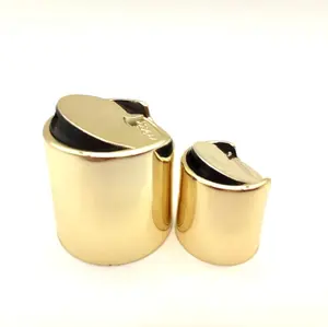 Disc Press Top Cap Gold Cap 24 28/410 Plastic Plastic and Aluminum Bottles Custom Logo Carton Body Lotion Screw Cap Accept PSAS