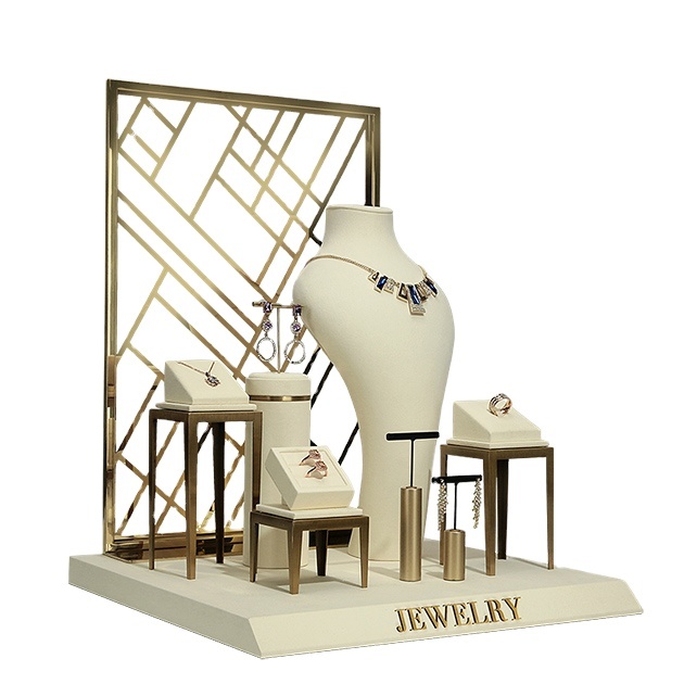 Jewelry Store Metal Microfiber Jewelry Display
