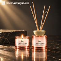 Lot de 120 ml – Pot à bougie cylindrique en verre de luxe vide et bouteille diffuseur d'arômes – Ensemble complet d'emballage pour la décoration intérieure