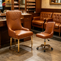 Ensemble de chaises de salon de manucure ergonomiques en cuir PU de luxe de haute qualité avec finition dorée, chaise de client moderne pour manucure, chaise pivotante pour technicien