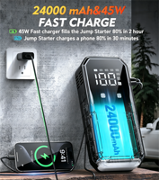 SHARMEAL OEM&ODM Chargeur de batterie 24000mAh, démarreur de secours 3 en 1, 12V 3200A, batterie externe au lithium, démarreur de secours portable