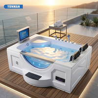 Baignoire Balnéo Autoportante Portable Haut de Gamme pour 2 Personnes en Acrylique avec TV Étanche, Chauffage, Radio FM – Double Spa Moderne pour Hôtels