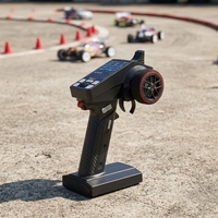Transmisor RC tipo pistola HotRC CT-8A de 8 canales y 2.4GHz FHSS con pantalla TFT a color de 2.4 pulgadas y receptor F-08A para coches, barcos y tanques RC.
