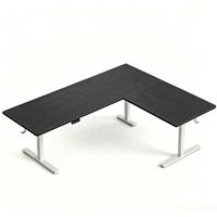Bureau d'angle motorisé en forme de L à trois pieds, réglable en hauteur électriquement, pour la maison, le bureau ou la chambre