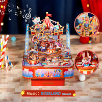 Tonecheer Vente en gros Boîte à musique vintage en bois rotative à remonter, puzzle 3D DIY, pour boutiques de cadeaux, distributeur régional